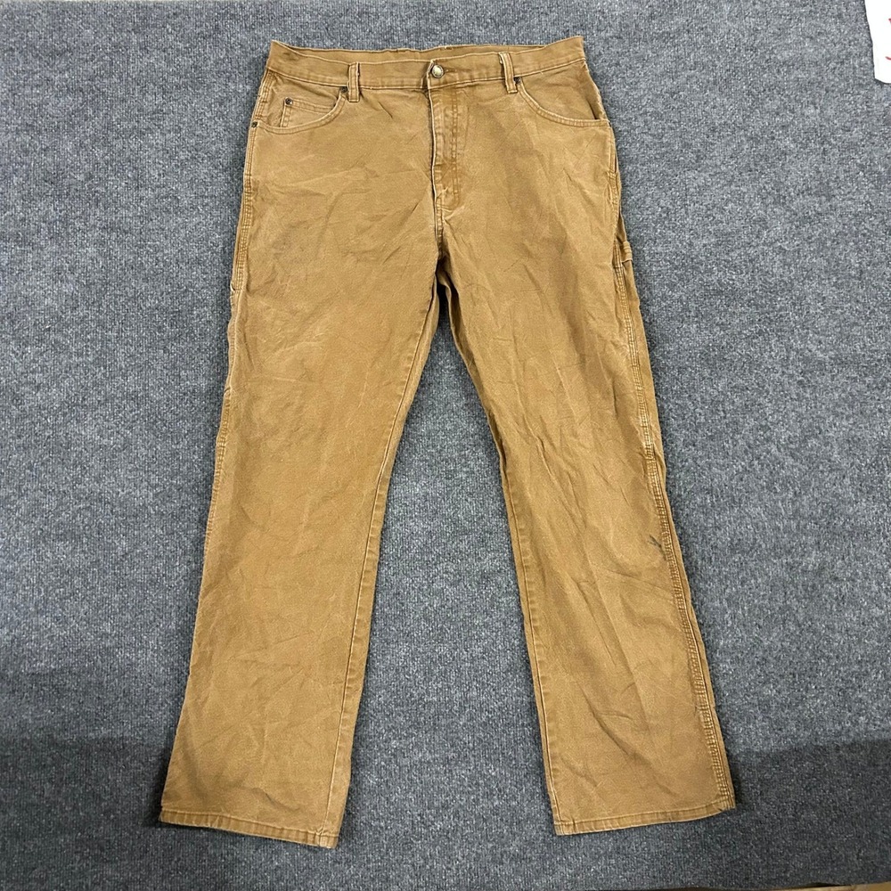 Dickies Carpenter Pants Mens Size 36x32 Brown Canvas Straight Workwear Stained